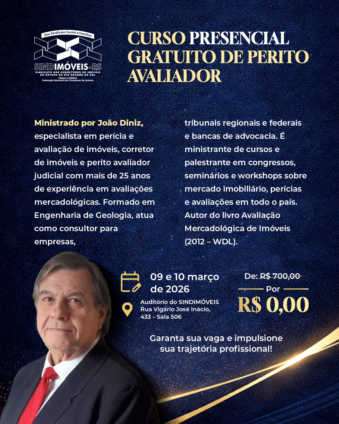 Curso Presencial e Gratuito de Perito Avaliador